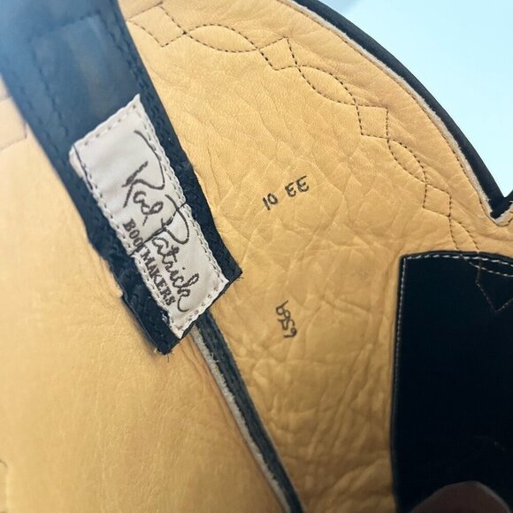 Rod Patrick Mens Cowboy Boots 9.5EE Black Buffalo Western Round Bex Toe 11" Tall - Picture 9 of 12